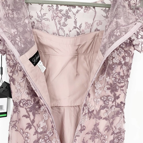 La Femme | Dusty Lilac Lace Column Beaded Gown, Sz 6 - Picture 12 of 12